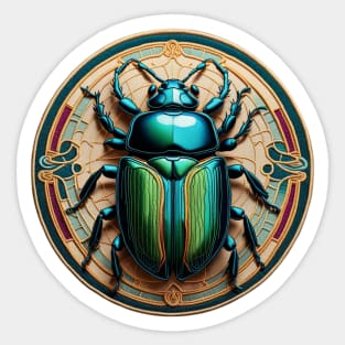 Shiny Blue Beetle Embroidered Patch Sticker